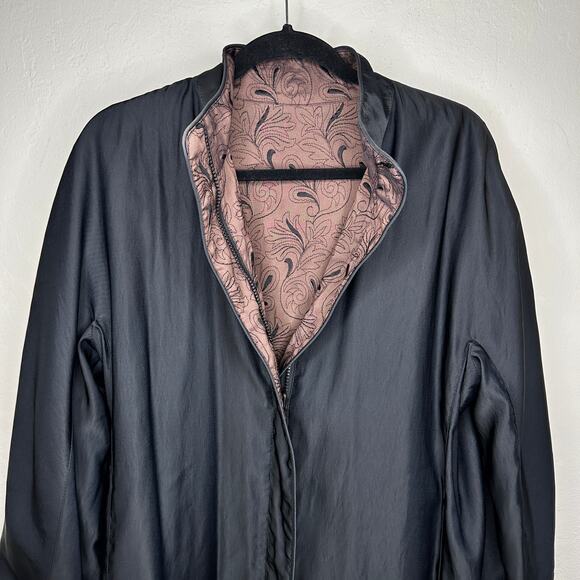 VTG Mycra Pac Floral Embroidered Zip Front Reversible Rain Jacket Coat Med Large - Picture 4 of 15